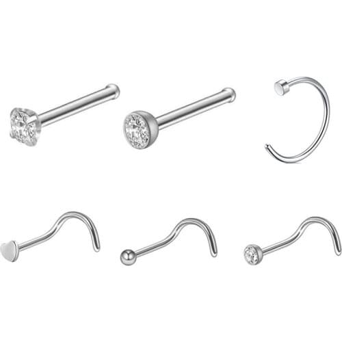10pcs/Lot 2mm Spherical Curved Bar Stainless Steel Nose Nail Stud Set Fashion 3MM L Shape Nose Stud Party Piercing Body Jewelrys