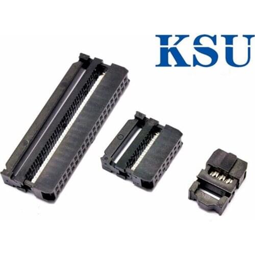 100pcs 2.54 mm IDC Socket Female FC 16P 16pin 2*8Pin FC6pin/8/10/14/16/50Pin Rectangular Connector adapter Ribbon Cable 1.27 mm