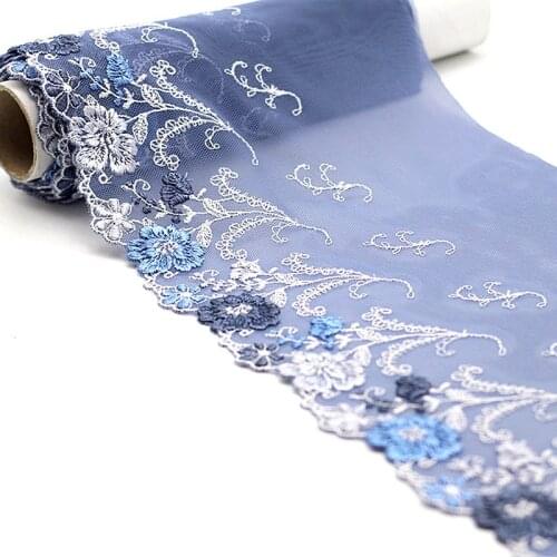 2y/lot Exquisite Embroidered Lace Trim,Blue Lace Fabric ,Quality Lace Ribbon , DIY Craft&Sewing Dress Clothing Accessor