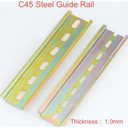 2pcs C45 Steel Guide rail din Mounting clip Installation track fixed 35mm Wiring row fixed MCB fixing seat Length:500mm