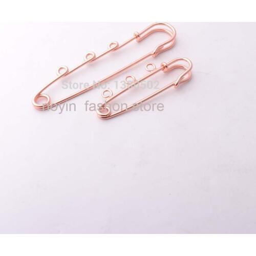 20pcs 50*10mm/78*15mm beautiful Rose gold Color unique Design Metal Safety Pins with ring pins for Women Garment