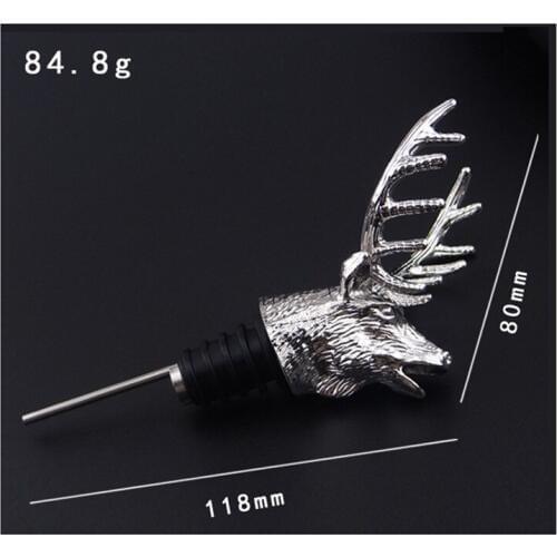20pcs Alloy Deer Head Wine Bottle Cork Pourer Stopper Deer Stag Wine Pourer Aerator With Silicone Rubber Barware lin3336