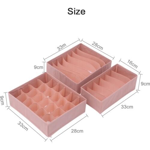 Super Practical Fashion 3Pcs/Set Home Foldable Storage Bra Underwear Organizer Closet Drawer Divider Non-woven Storage Box