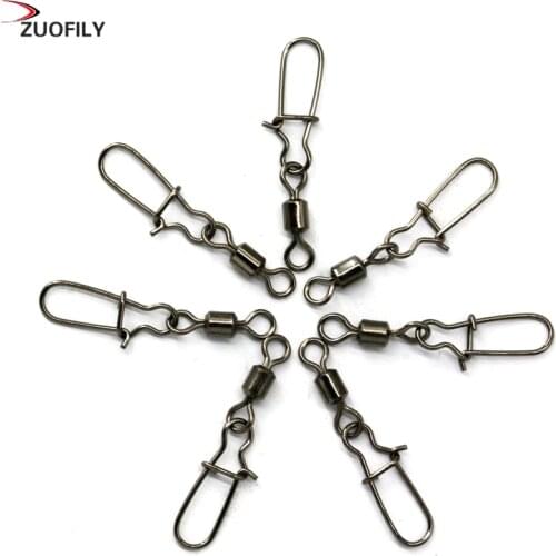 30pcs/lot Fishing Lure Rolling Swivel with Snap Stainless Steel Fishing Hook Connector Link