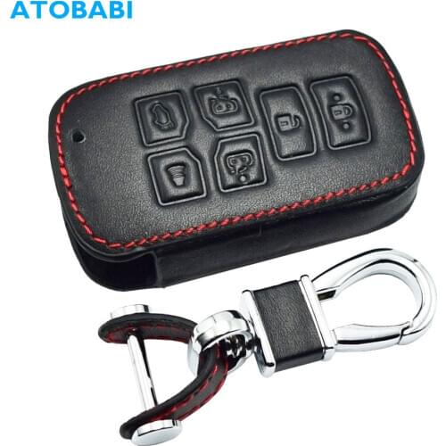 6 Buttons Leather Car Key Case For Toyota Sienna 2012 2014 2016 Tacoma Smart Keyless Remote Fob Cover Keychain Protector Bag