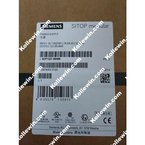 6EP1337-3BA00 Original NEW SIMATIC SITOP PSU100M , 6EP 1337-3BA00 40 A STABILIZED POWER SUPPLY INPUT: 120/230 V AC 6EP13373BA00