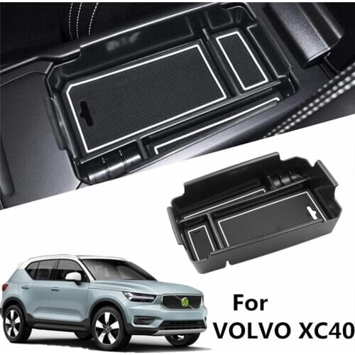 Car Central Armrest Storage Box For Volvo XC40 2018 2019 2020 with Silicone Pad Decoration Interior Accessories
