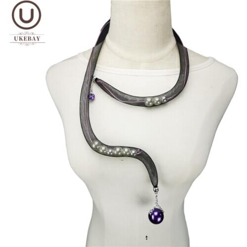 UKEBAY New Sweater Chains Women Choker Necklaces Black Mesh Jewelry Handmade Necklace Boho Necklaces Ethnic Clothes Accessories