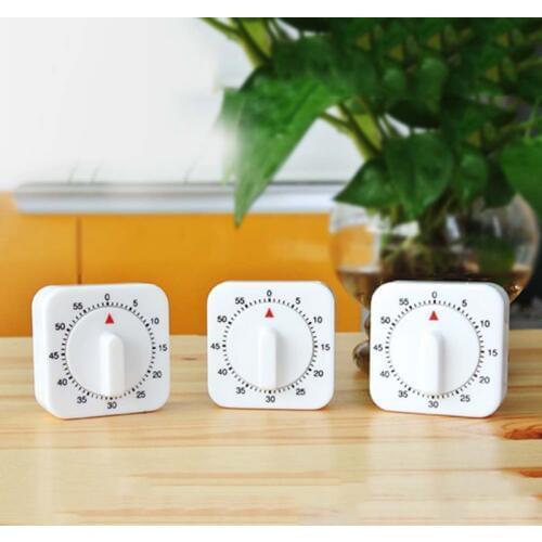 Home Garden Kitchen Tools ABS White Square 60-Minute Modelling Mechanical Rotation Timers Clock