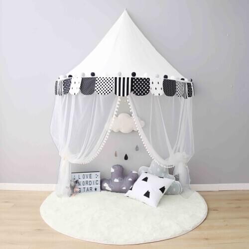 Bed Canopy Curtains Grey Tulle Mosquito Net Tent Children Play House Tents for Kids Nursery Decoration Baby Photography Props