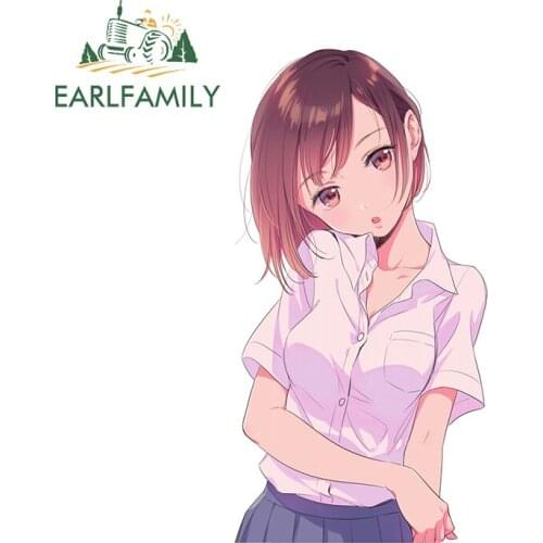 EARLFAMILY 13cm x 6.7cm for Anime Girl Car Stickers Caravan Decal Motorcycle Vinyl Car Wrap Refrigerators Windshield Fine Decals