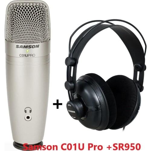 SAMSON C01U Pro USB with SR950 Headphone studio Condenser Microphone for recording music ADR work Sound Foley audio for YouTube