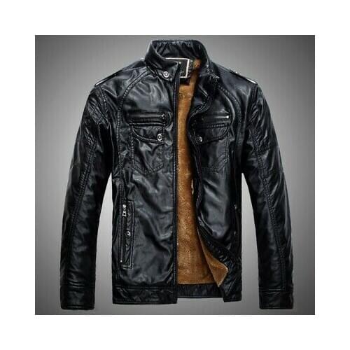 New Mens Leather Jackets Outdoor Stand Motorcycle PU Jacket Male Autumn Casual Leather Coats Slim Fit Mens Brand Clothing