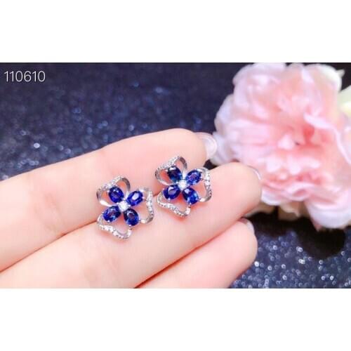 Best Gift Real and Natural Sapphire Earring Natural And Real 925 sterling silver Sapphire Earring
