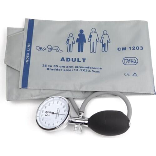 Medical Classic Gray Blood Pressure Monitor BP Adult Cuff Tonometer Arm Aneroid Sphygmomanometer with Manual Pressure Gauge