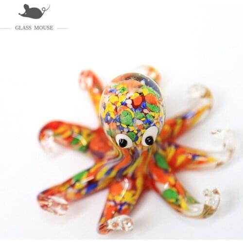 Handmade Murano glass octopus Figurine ornaments Aquarium fish tank decor charms accessories beautiful colorful Mini sea animals