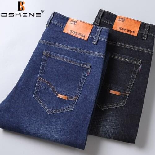 Men Winter Straight Trousers Baggy Stretch Jean Fashion Men Casual Jeans 2021 New Autumn Lightweight Trousers Men Denim Pants