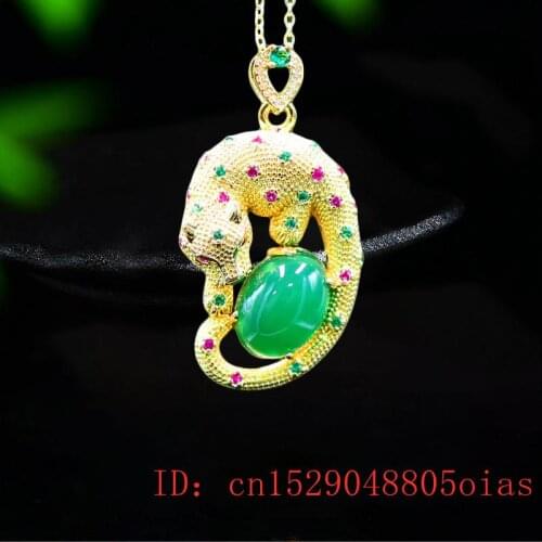 Jade Leopard Pendant Natural Amulet 925 Silver Chinese Fashion Jadeite Gifts Necklace Charm Women Hetian Jewelry