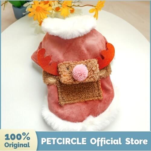 PETCIRCLE Dog Puppy Clothes Pink Nose Elk Cotton Coat Fit Small Dog Pet Cat Winter Pet Cute Costume Dog Clothes Thick Warm Coat