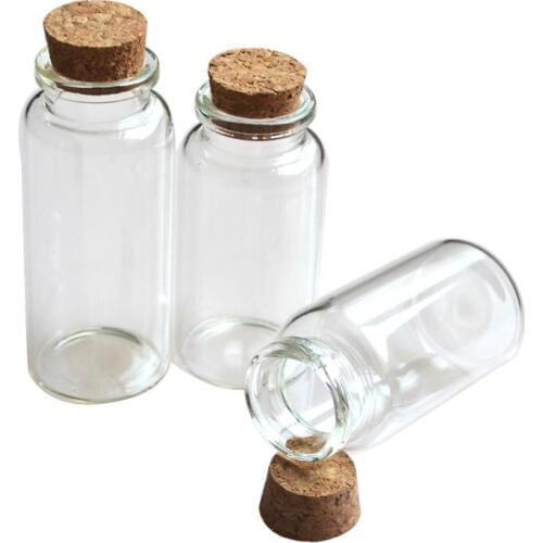 20 Pcs/Lot Clear Empty With Cork DIY Transparent Glass Jars Containers Vials Diameter 30mm 10ml 15ml 20ml