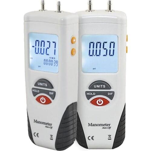 Handheld LCD Digital Differential Pressure Meter Gauge Manometer ±2Psi Air Vacuum Gas Pressure Gauge Meter with Backlight