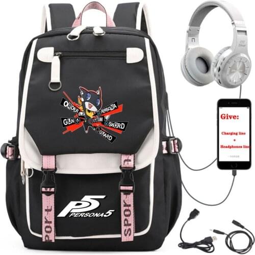 Anime Persona 5 backpack Women men Travel Backpack student School book Bag USB Charging teenagers Laptop packsack