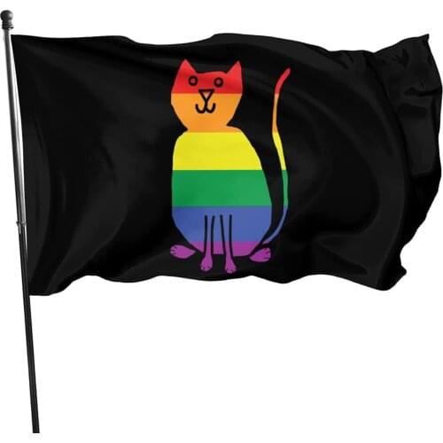 Cat Pride Garden Flag, Outdoor Decorations Garden Farmhouse Yard Sign Banner Outdoor Polyester Flag, 3x5 Feet