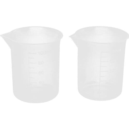 100mL Graduated Beaker Clear Plastic Measuring Cup for Lab 2 Pcs Kitchen Lab Tool Chemistry kitchen cooking tool Transparent cup