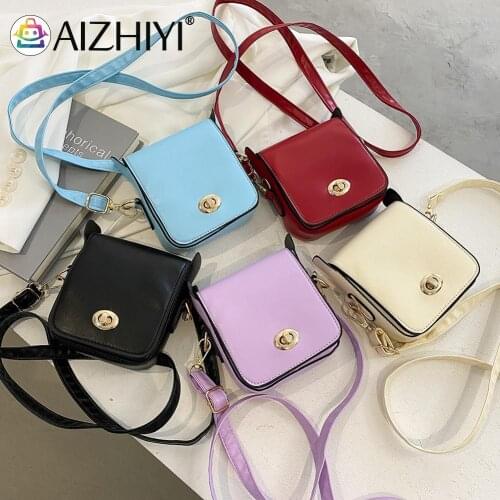 Vintage Women Pure Color Shoulder Crossbody Messenger Bag Casual Ladies PU Leather Small Purse