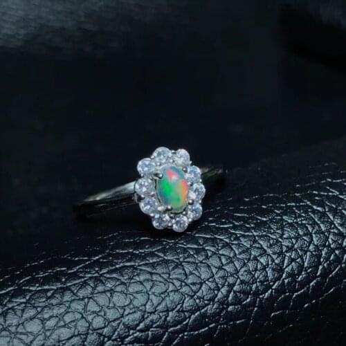 Fine jewelry 925 pure silver jewelry box, natural opal female ring, big jewelry