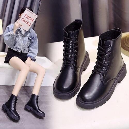 2020 Women Boots Autumn and Winter Fashion Martin Boots Womens Punk Style Denim Locomotive Black Zipper Military Boots