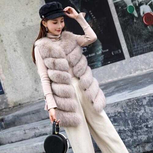 Winter Vests Warm Luxury Real Fox Fur Vest for Women Coats Jacket Korean Elegant Sleevelss Coat Manteau Femme Hiver ZL635