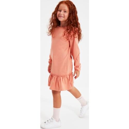 Trendyol Ruffle Female Child Knitted Dress TKDAW22EL0626