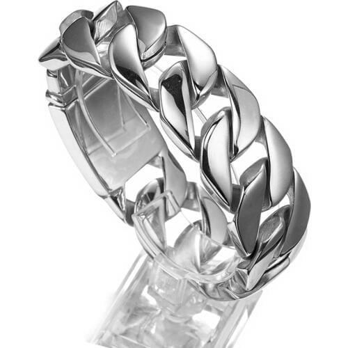 26MM Wide 316L Stainless Steel Curb Cuban Bracelet Huge Heavy Silver Color Chain Wholesale Jewelry Mens Boys Bracelet