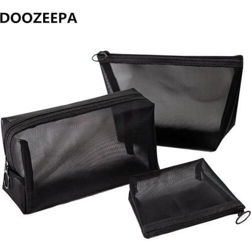 3Pcs/set Nylon Mesh Transparent Women Cosmetic Bag Small Makeup Bags Beauty Pouch Travel Zipper Make Up Organizer Toiletry Bag