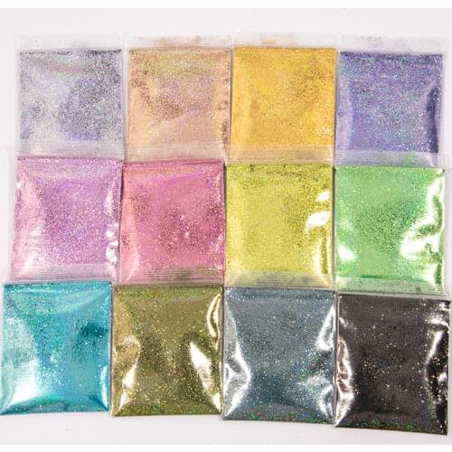 5g/bag Holographic Nail Glitter Powder Shining Silver Gold Ultra-Fine Glitter Dust 12Colors Nail Art Pigment Laser Powder #F72