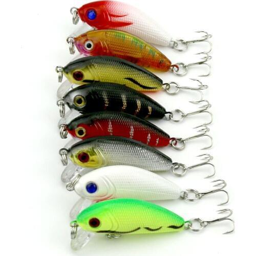 80pcs Fishing lure 5CM 3.6G fishing tackle trout Classical pesca Minnow bass hard Plastic japan carbon hooks fishing wobblers