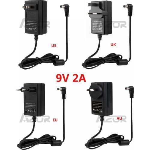 9V 2A AC/DC Adapter AC100V-240V to DC9V 2A 50Hz/60Hz Charger Power Supply 9V 2A Charger Adapter Guitar Accessories