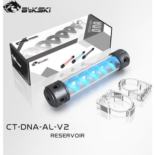 BYKSKI Reservoir Length 190/260MM X 50MM Aluminum Acrylic Double Helix T-Virus Cylindrical Water-Cooled Coolant Tank /More Color