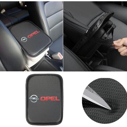 VEHICAR Car Armrests Storage Box Mats Armrest Mat Dust-proof OPEL Carbon Fiber PU Leather Auto Arm Rest Cushion Pads