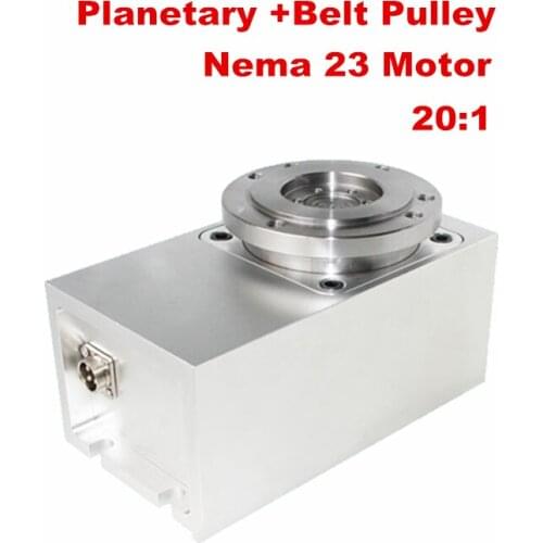 Center Height 50MM Rotating Shaft A axis Planetary Reducer Belt Pulley CNC Dividing Head 20:1 for Engraving Machine