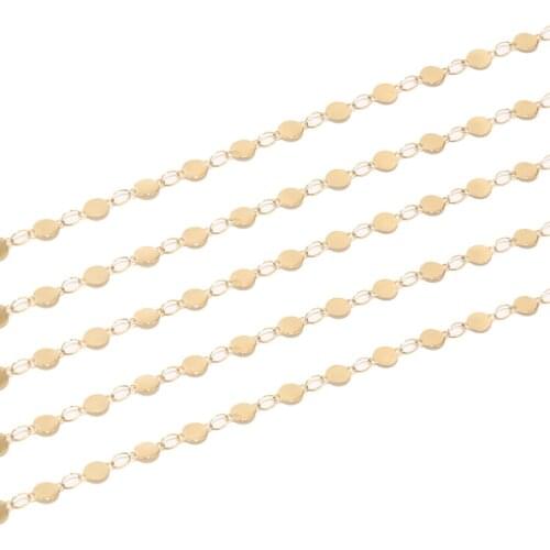 4MM width golden Stainless Steel Link Chains Flat Round Chains Metal Chains Findings for Men Women Necklace DIY Jewelry Making