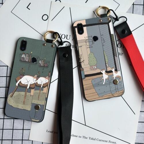 Cute Cat Wristband Case For Meizu M3 Max M5 M6 M8 M9 Note 9 Neck Strap Slicone Back Cover For Meizu M3s M5S M6s M5C A5