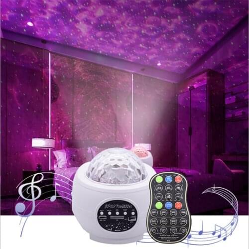 Colorful LED Star Light Projector Rotating Ocean Wave Night Lights Bluetooth Music USB Nebula Lamp Starry Sky Galaxy Light Decor