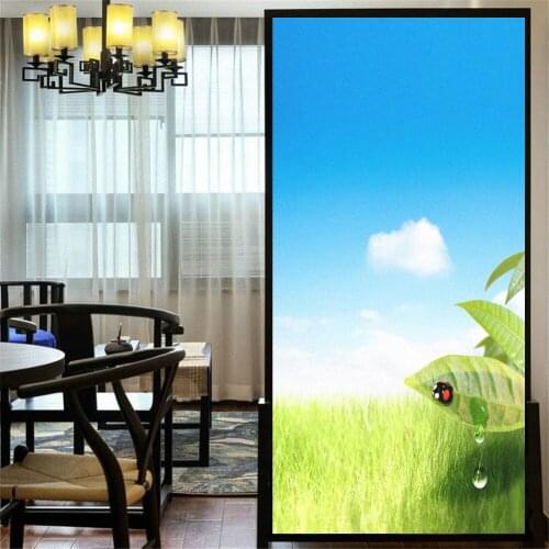 Decorative Windows Film Privacy Beautiful Scenery Stained Glass Window Stickers No Glue Static Cling Frosted Window Cling Tint