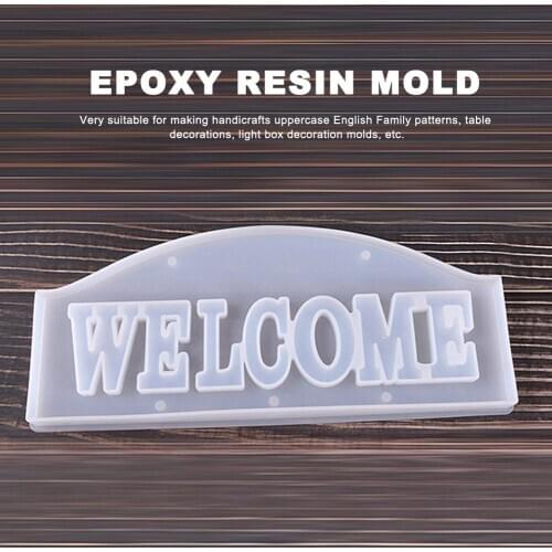 DIY Welcome Sign Crystal Epoxy Mold Handmade Pendant Crafts Letters Shape High Mirror Mould Jewelry Accessories 40a