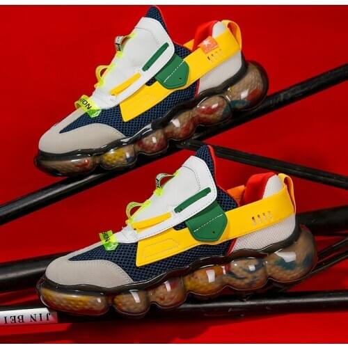 Fashion Breathable Running Shoes for Men Popcorn Combination Sole Sneakers Outdoor Sport Shoes Male Training Hombre Footwear