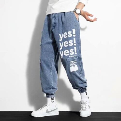Men jeans Streetwear Pants Hip Hop Jogging Pants Men Fashion Cargo Pants Men Casual Men Clothing Elastic Waist Men Trousers