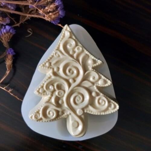 HC0163 PRZY Silicone Fondant Mould Ripple christmas tree Silicone Mold Christmas Soap Molds Clay Resin Gypsum Chocolate Candle