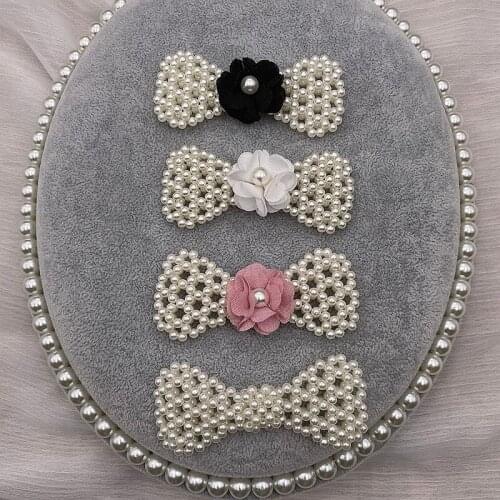 10PCS Bridal Faux Pearls Bow Embellishments Buttons Flower Accessories Shoes Clothing Bags Hair Accessories DIY Handmade